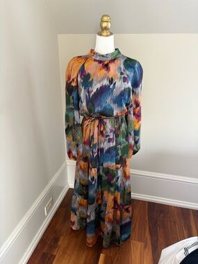 Maison Tara Multicolor Brushstroke Print Maxi Dress
